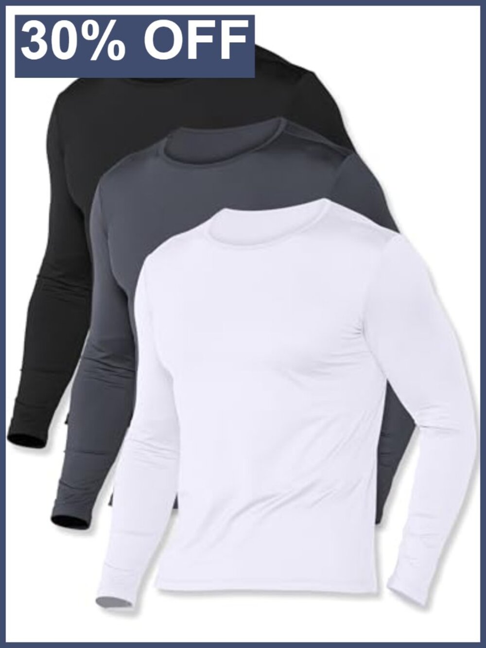 Men's Thermal Underwear Tops Long Sleeve Fleece Lined Base Layer Crew Neck